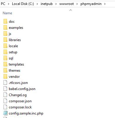 phpMyAdmin Folder Files