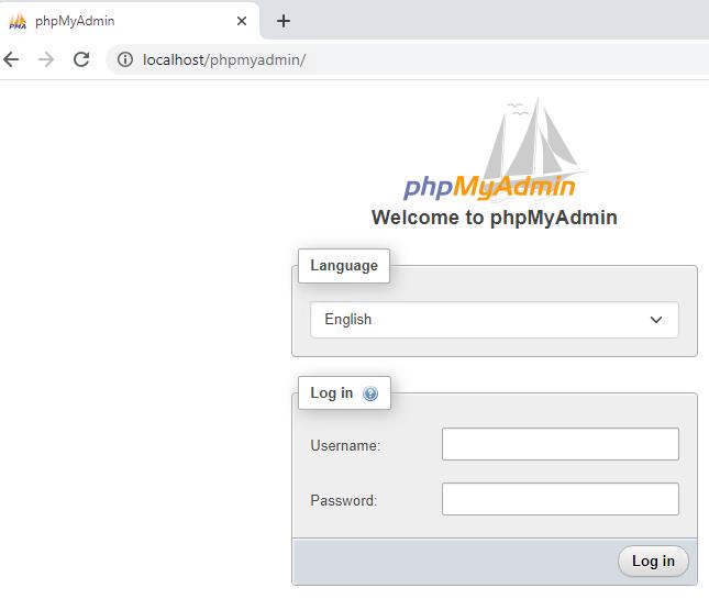 phpMyAdmin Login Page